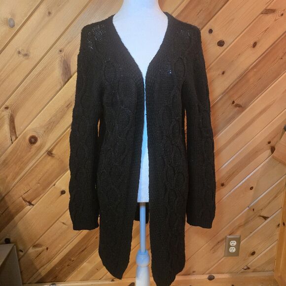Cocogio‎ Made In Italy Wool Blend Black Cardiagn Medium - Picture 1 of 8